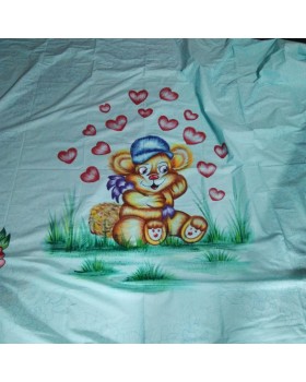 Handpainted  cotton double bed sheet with cartoon
